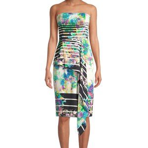 Floral-Print Strapless Dress